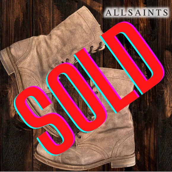 All Saints Shoes - AllSaints Brown Shearling Suede Military Boot
